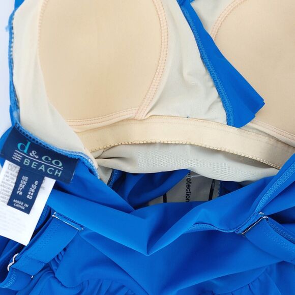 Denim & Co Beach Swimsuit Womens Sz 6 Saphire Blue One Piece Swim Dress Modest - Picture 7 of 8